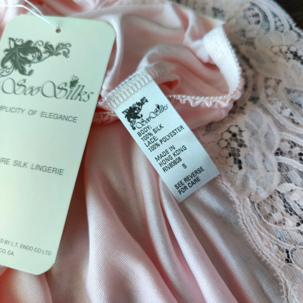 NWT Vintage Silk Slip Skirt | 90s Knit Silk Slip | Knee Length Half Slip- Pink - Picture 5 of 5